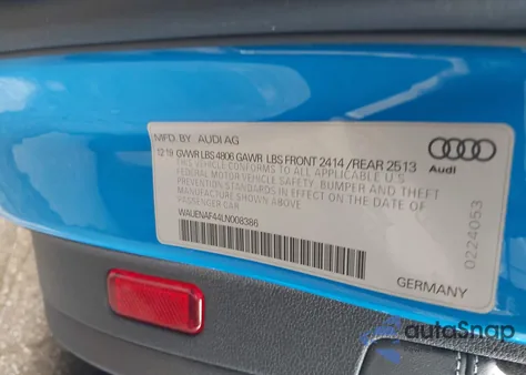 2020 Audi A4 Premium Plus 45 Tfsi Quattro S Tronic from USA, damaged, VIN WAUENAF44LN008386